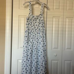 SHEIN White and Blue Floral Maxi Dress